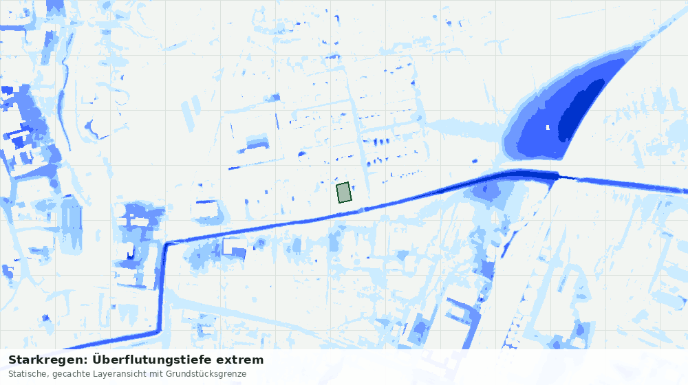 Statische Kartenansicht: Starkregen: Überflutungstiefe extrem
