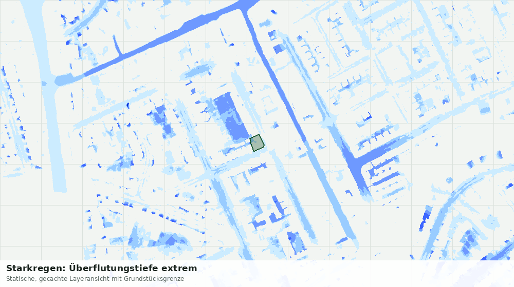 Statische Kartenansicht: Starkregen: Überflutungstiefe extrem