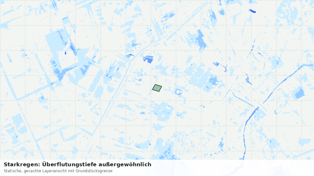 Statische Kartenansicht: Starkregen: Überflutungstiefe außergewöhnlich