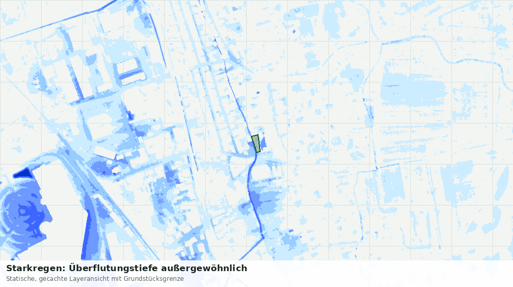 Statische Kartenansicht: Starkregen: Überflutungstiefe außergewöhnlich