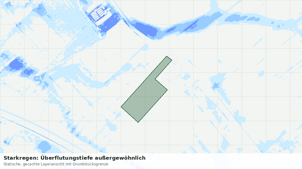 Statische Kartenansicht: Starkregen: Überflutungstiefe außergewöhnlich