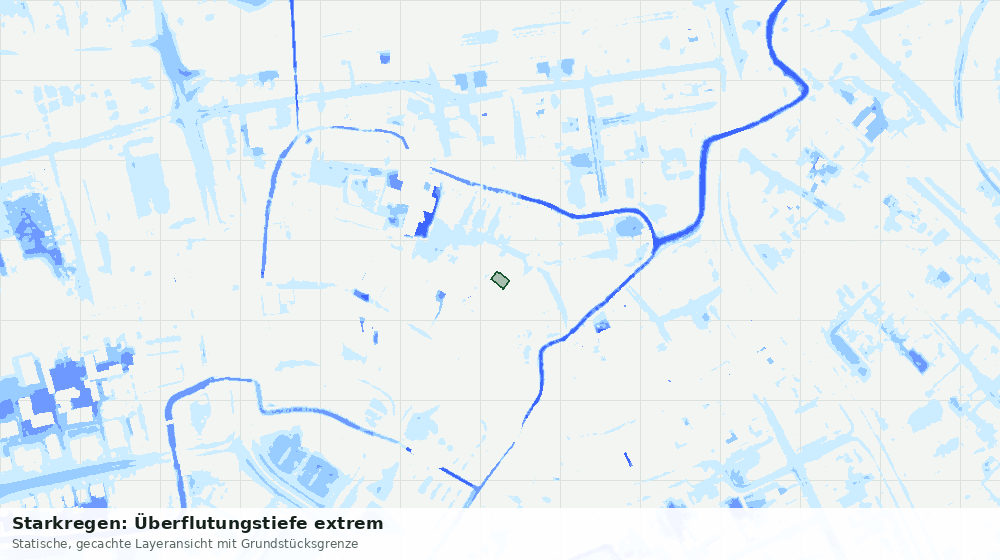 Statische Kartenansicht: Starkregen: Überflutungstiefe extrem