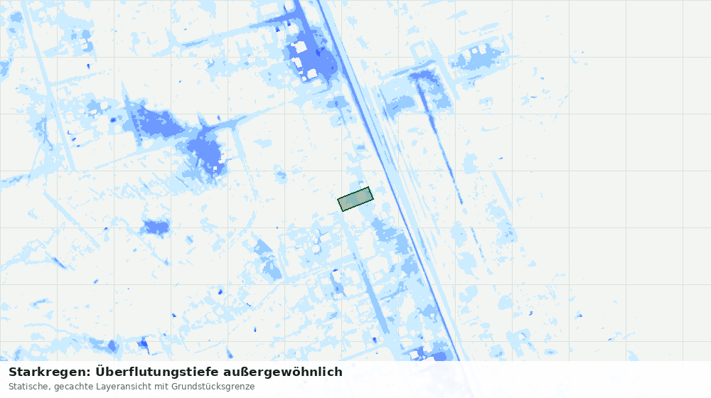 Statische Kartenansicht: Starkregen: Überflutungstiefe außergewöhnlich