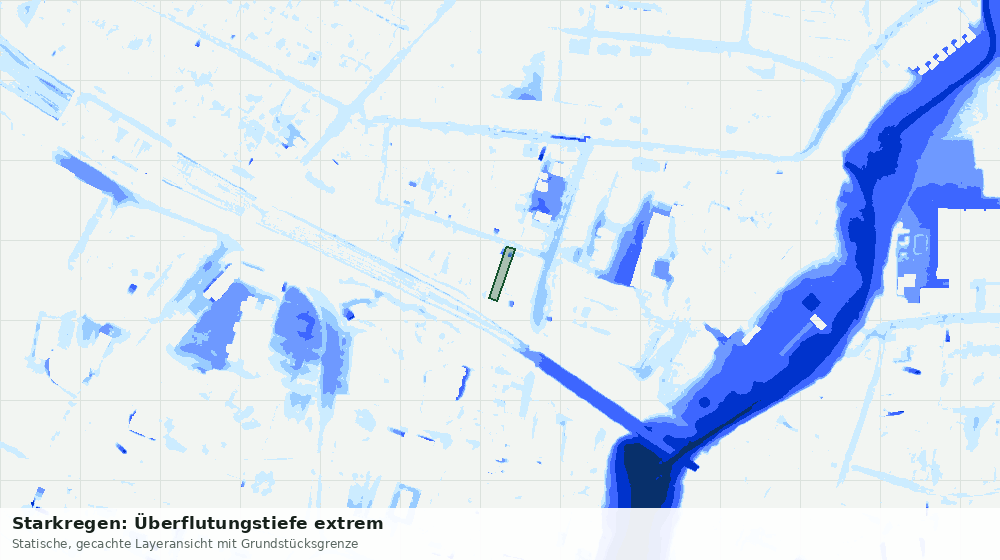Statische Kartenansicht: Starkregen: Überflutungstiefe extrem