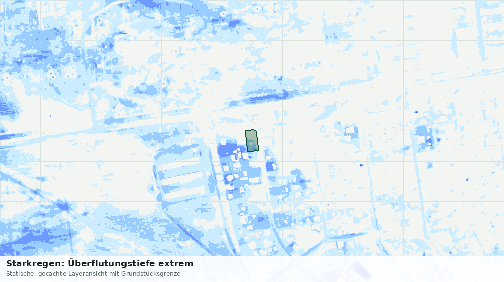 Statische Kartenansicht: Starkregen: Überflutungstiefe extrem