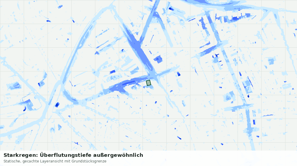 Statische Kartenansicht: Starkregen: Überflutungstiefe außergewöhnlich