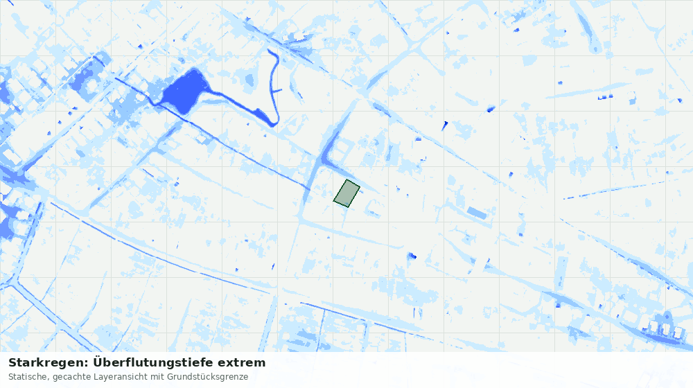Statische Kartenansicht: Starkregen: Überflutungstiefe extrem