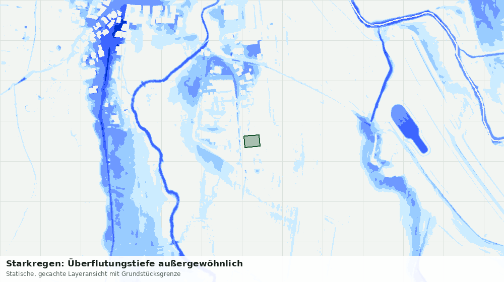 Statische Kartenansicht: Starkregen: Überflutungstiefe außergewöhnlich