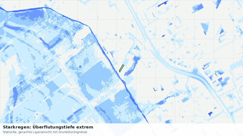 Statische Kartenansicht: Starkregen: Überflutungstiefe extrem