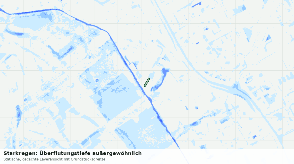 Statische Kartenansicht: Starkregen: Überflutungstiefe außergewöhnlich
