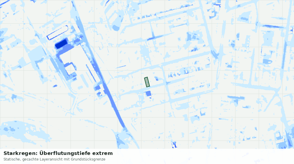 Statische Kartenansicht: Starkregen: Überflutungstiefe extrem