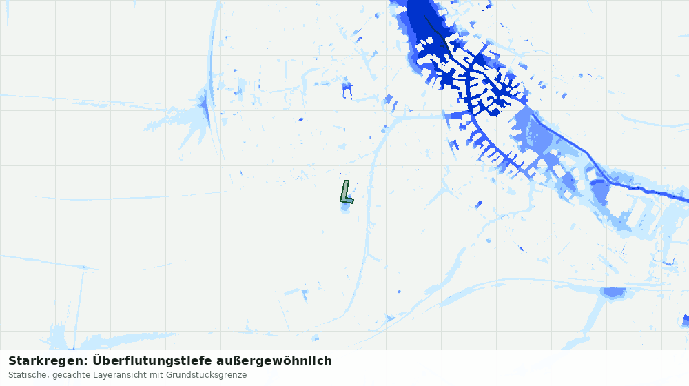 Statische Kartenansicht: Starkregen: Überflutungstiefe außergewöhnlich