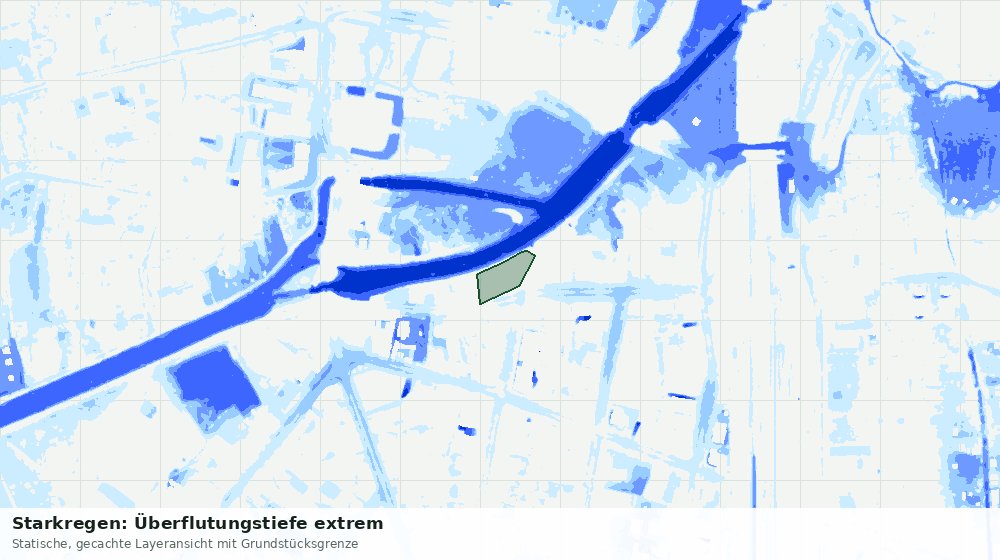 Statische Kartenansicht: Starkregen: Überflutungstiefe extrem