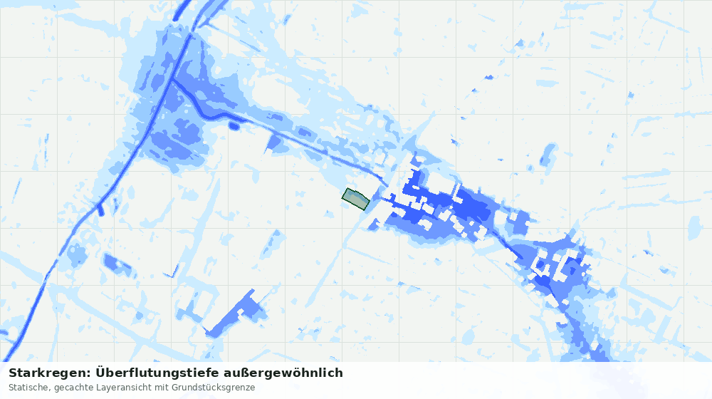 Statische Kartenansicht: Starkregen: Überflutungstiefe außergewöhnlich