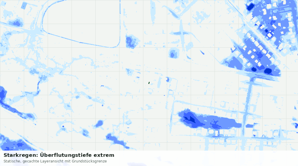 Statische Kartenansicht: Starkregen: Überflutungstiefe extrem