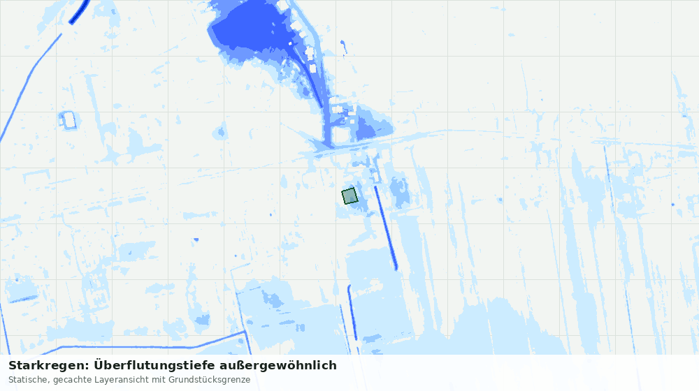 Statische Kartenansicht: Starkregen: Überflutungstiefe außergewöhnlich