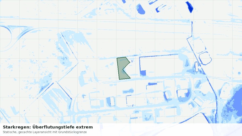 Statische Kartenansicht: Starkregen: Überflutungstiefe extrem