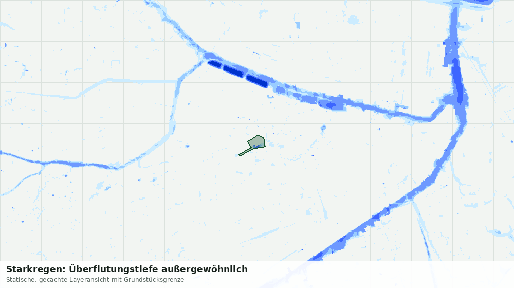 Statische Kartenansicht: Starkregen: Überflutungstiefe außergewöhnlich