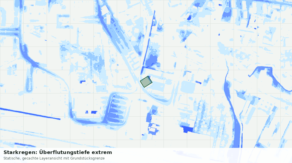 Statische Kartenansicht: Starkregen: Überflutungstiefe extrem