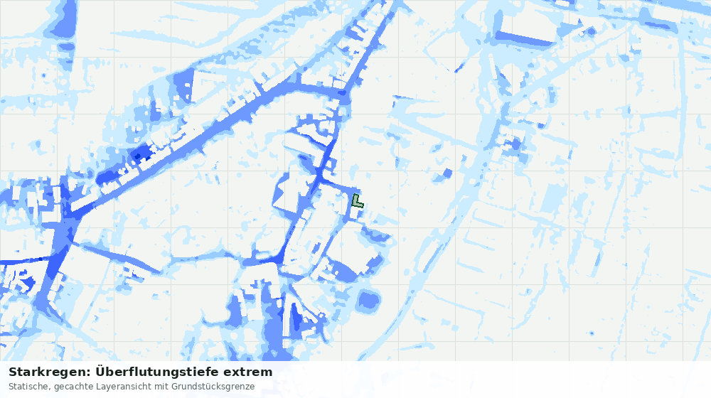 Statische Kartenansicht: Starkregen: Überflutungstiefe extrem
