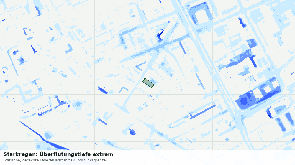 Statische Kartenansicht: Starkregen: Überflutungstiefe extrem