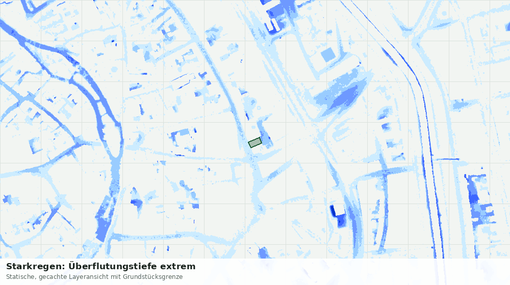 Statische Kartenansicht: Starkregen: Überflutungstiefe extrem
