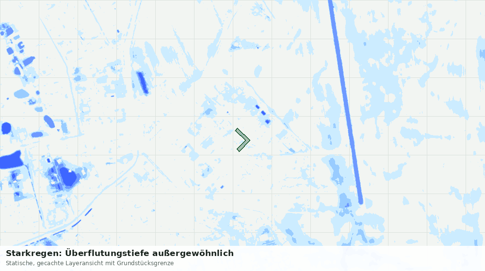 Statische Kartenansicht: Starkregen: Überflutungstiefe außergewöhnlich