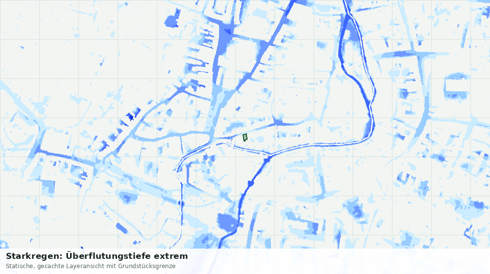 Statische Kartenansicht: Starkregen: Überflutungstiefe extrem