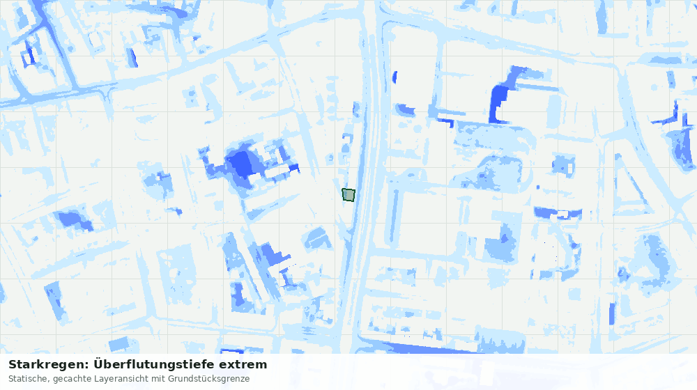 Statische Kartenansicht: Starkregen: Überflutungstiefe extrem