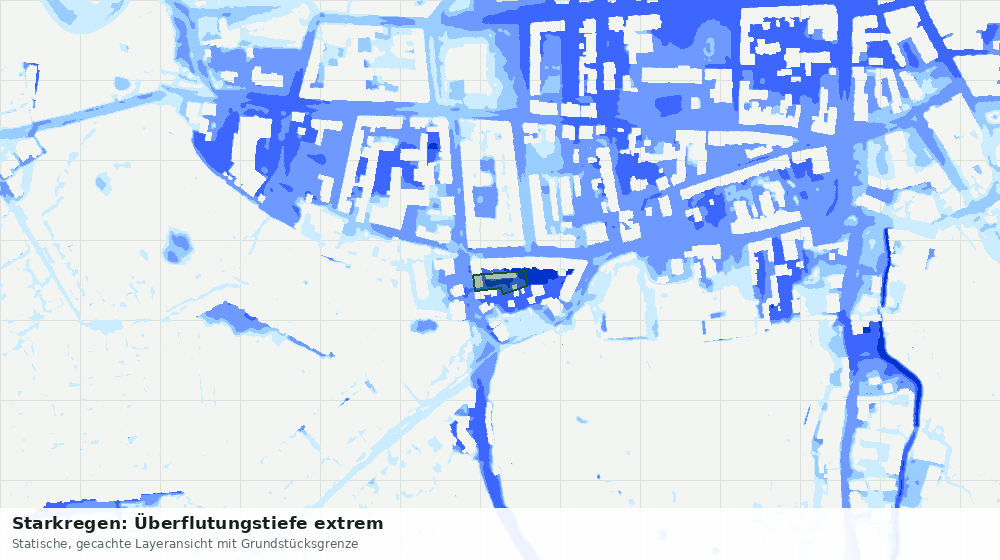 Statische Kartenansicht: Starkregen: Überflutungstiefe extrem