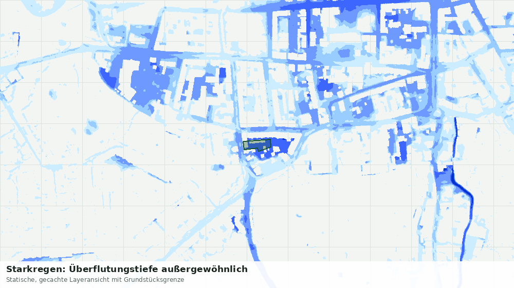 Statische Kartenansicht: Starkregen: Überflutungstiefe außergewöhnlich