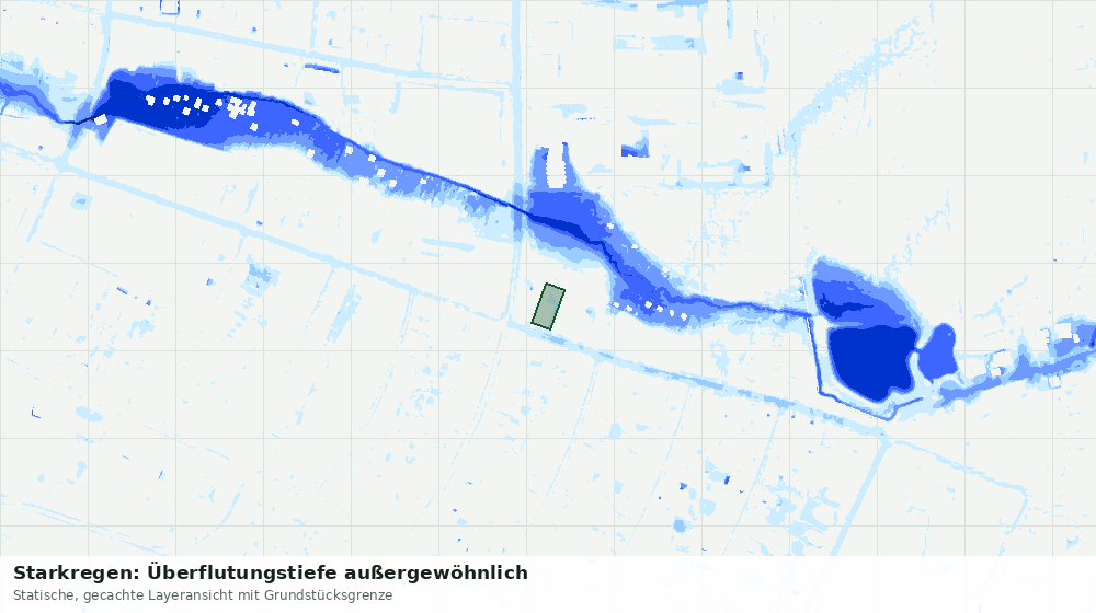Statische Kartenansicht: Starkregen: Überflutungstiefe außergewöhnlich