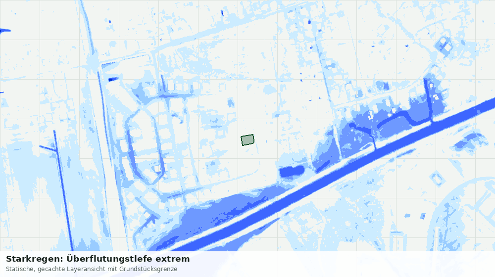 Statische Kartenansicht: Starkregen: Überflutungstiefe extrem