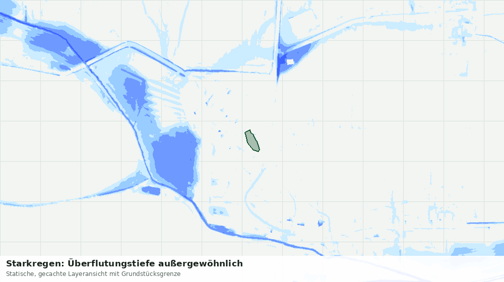 Statische Kartenansicht: Starkregen: Überflutungstiefe außergewöhnlich