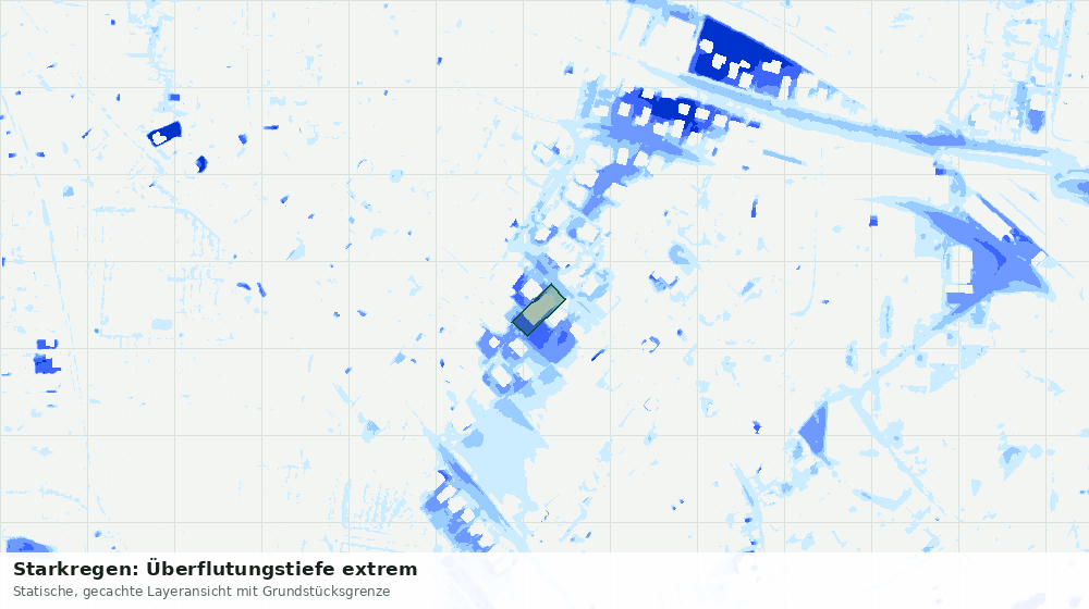 Statische Kartenansicht: Starkregen: Überflutungstiefe extrem
