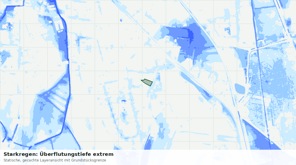 Statische Kartenansicht: Starkregen: Überflutungstiefe extrem
