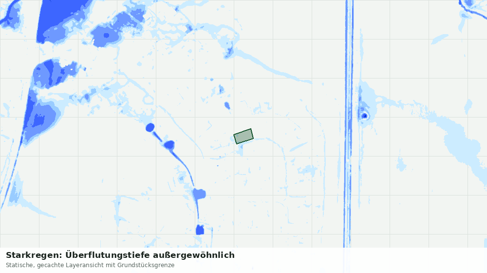 Statische Kartenansicht: Starkregen: Überflutungstiefe außergewöhnlich