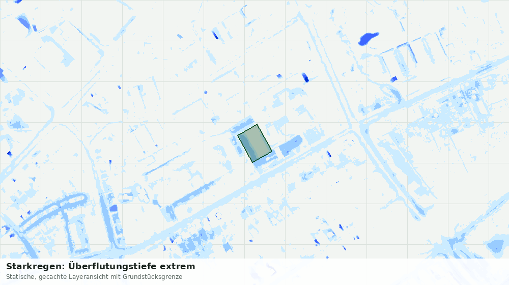 Statische Kartenansicht: Starkregen: Überflutungstiefe extrem