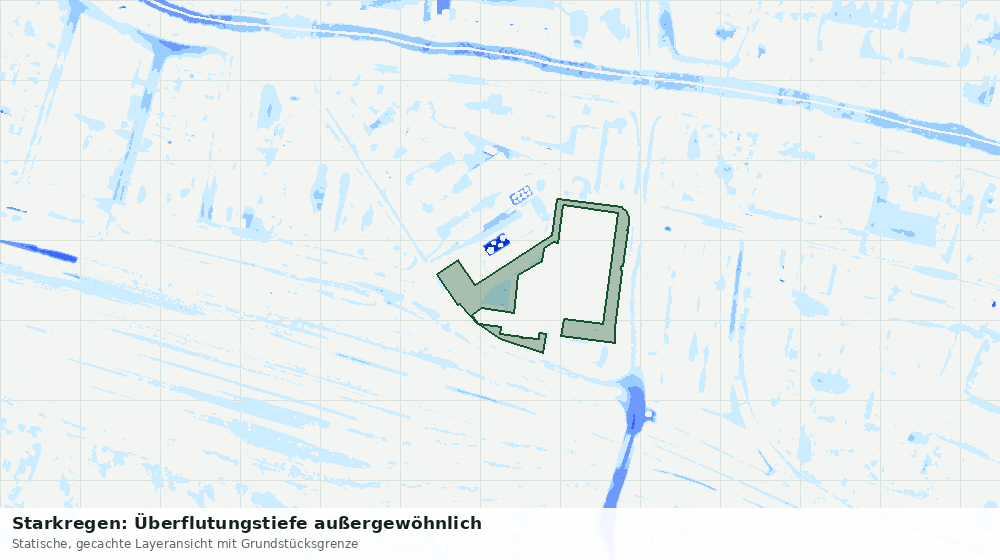 Statische Kartenansicht: Starkregen: Überflutungstiefe außergewöhnlich