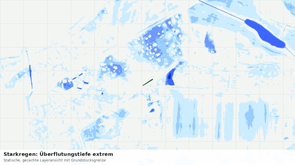 Statische Kartenansicht: Starkregen: Überflutungstiefe extrem