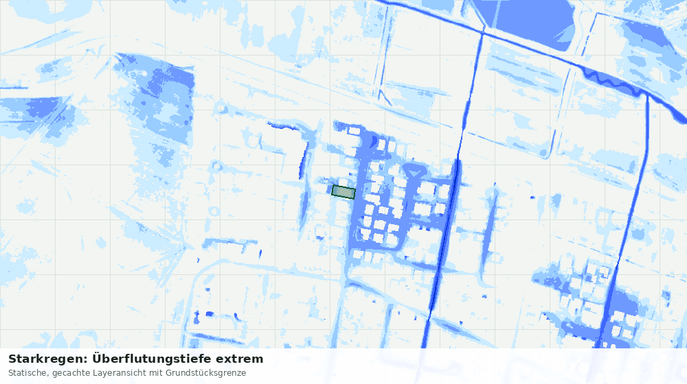 Statische Kartenansicht: Starkregen: Überflutungstiefe extrem