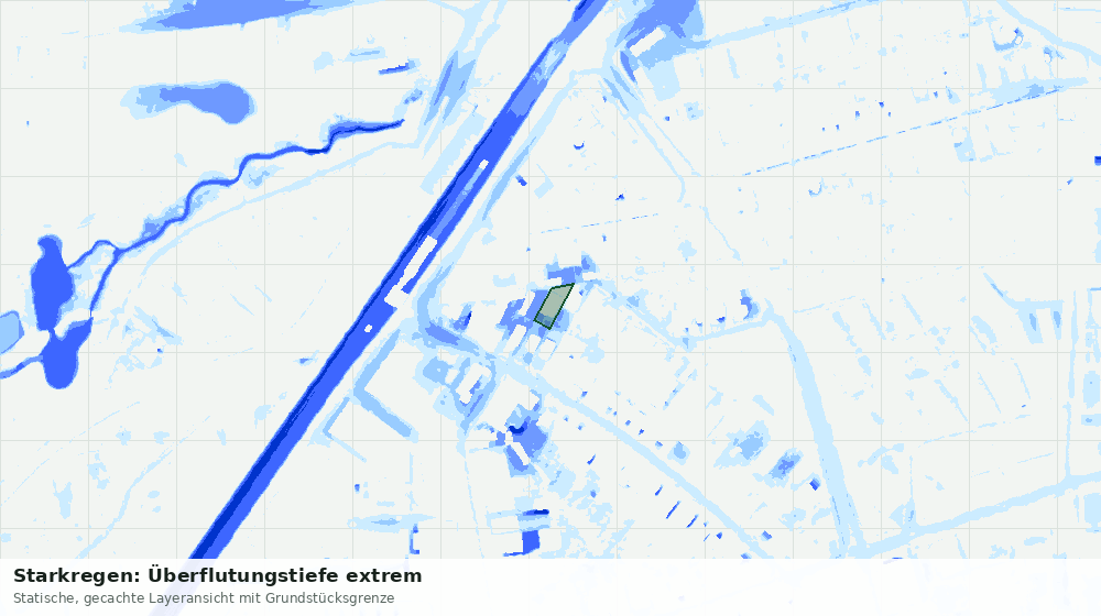 Statische Kartenansicht: Starkregen: Überflutungstiefe extrem