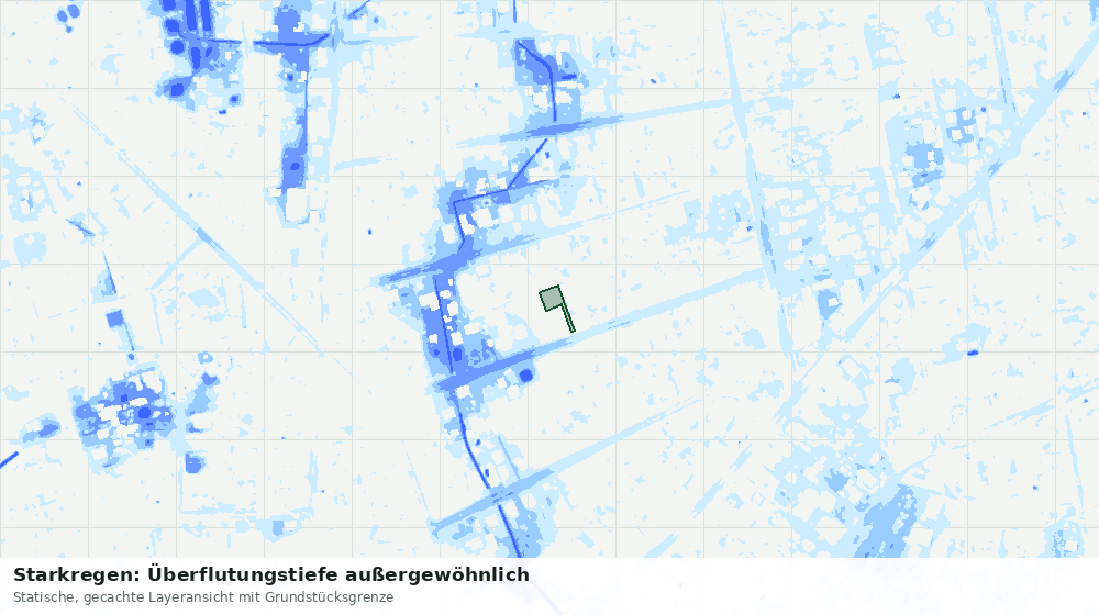Statische Kartenansicht: Starkregen: Überflutungstiefe außergewöhnlich