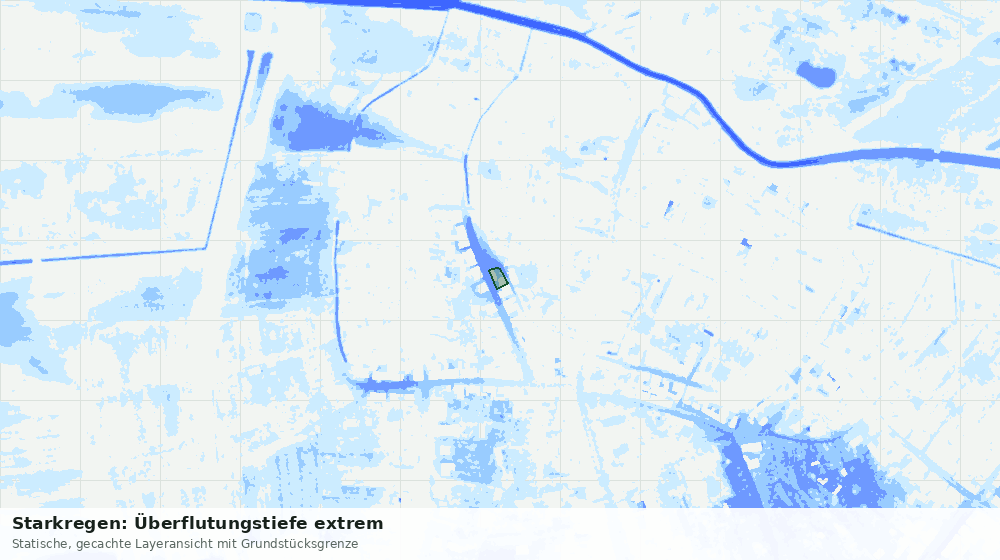 Statische Kartenansicht: Starkregen: Überflutungstiefe extrem