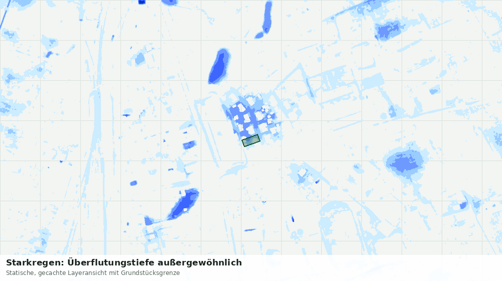Statische Kartenansicht: Starkregen: Überflutungstiefe außergewöhnlich