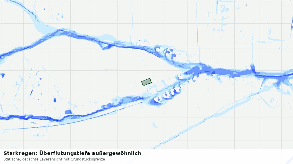 Statische Kartenansicht: Starkregen: Überflutungstiefe außergewöhnlich