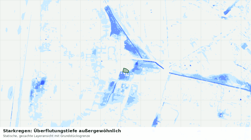 Statische Kartenansicht: Starkregen: Überflutungstiefe außergewöhnlich