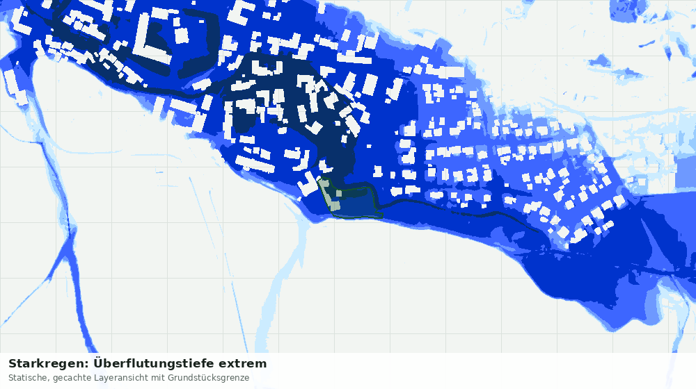 Statische Kartenansicht: Starkregen: Überflutungstiefe extrem