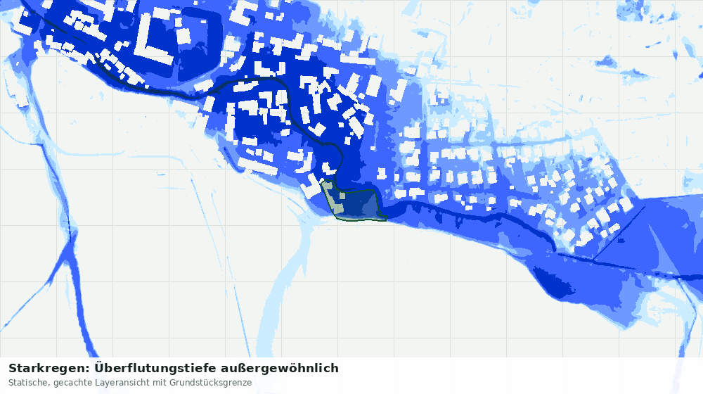 Statische Kartenansicht: Starkregen: Überflutungstiefe außergewöhnlich