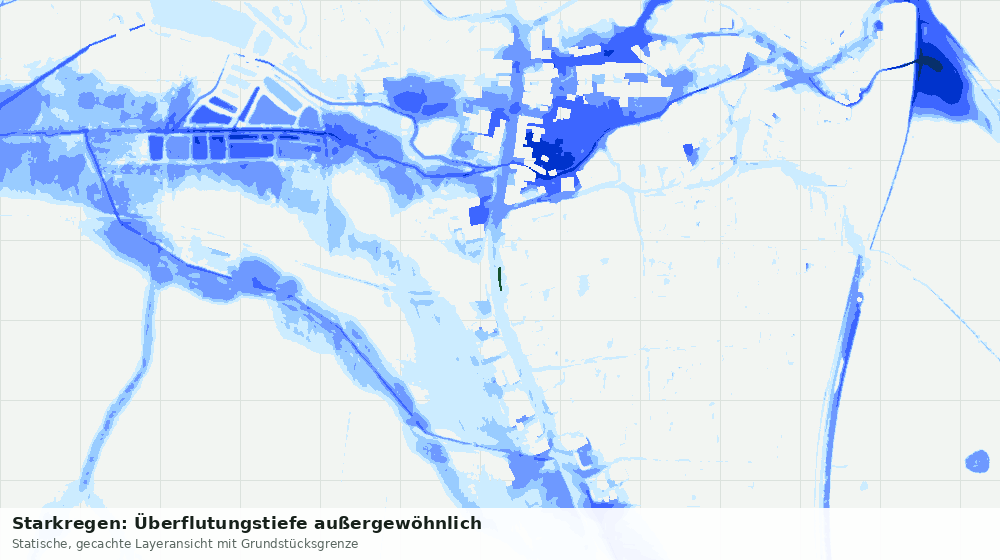 Statische Kartenansicht: Starkregen: Überflutungstiefe außergewöhnlich
